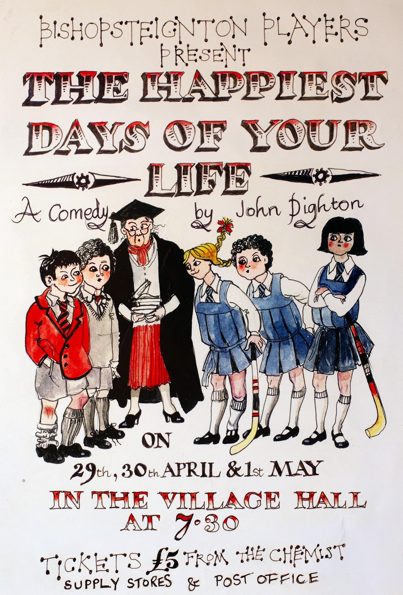 Original Poster for Bishopsteignton Players play 'The Happiest Days of Your Life'