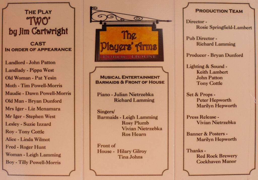 Printed Material for Bishopsteignton Players play 'The Players' Arms'