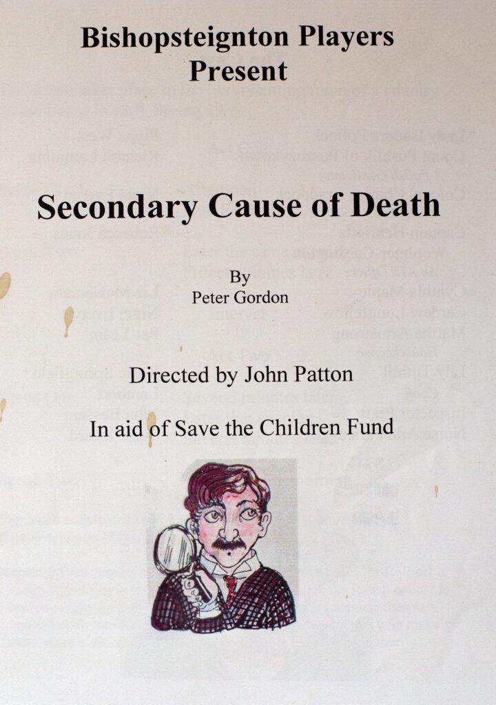 Printed Material Bishopsteignton Players play 'Secondary Cause of Death' front